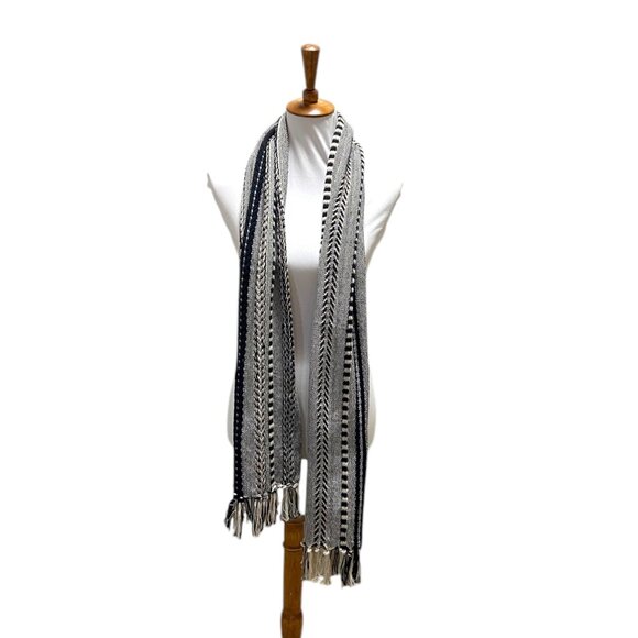 Design Imports Tribal Scarf Cream/Black One Size - Picture 10 of 14